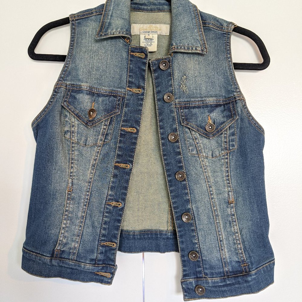 Lightly distressed denim vest